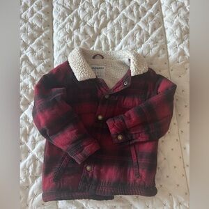 Old Navy Red and Black Plaid Jacket with Sherpa Collar